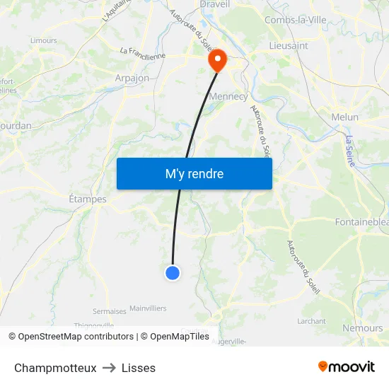 Champmotteux to Lisses map