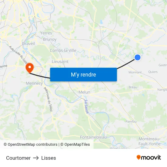 Courtomer to Lisses map