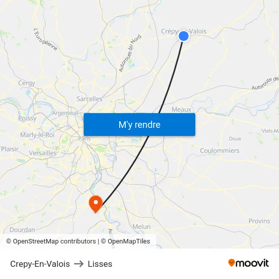 Crepy-En-Valois to Lisses map