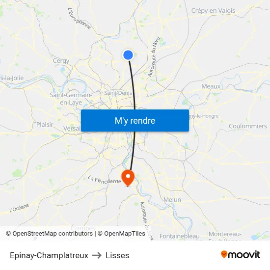 Epinay-Champlatreux to Lisses map