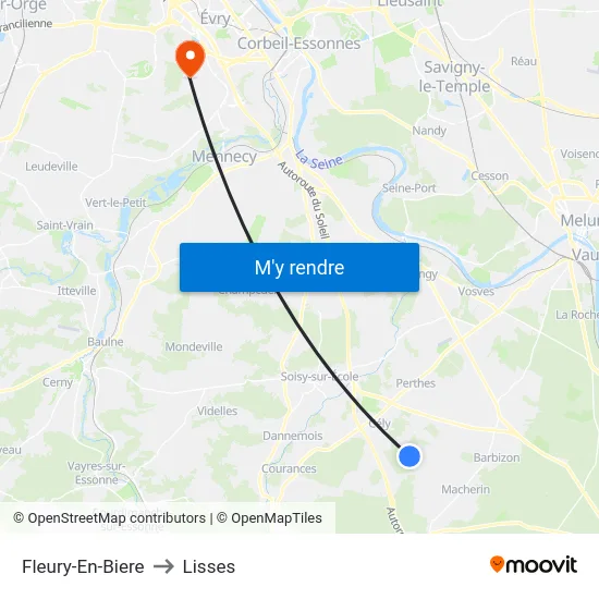 Fleury-En-Biere to Lisses map