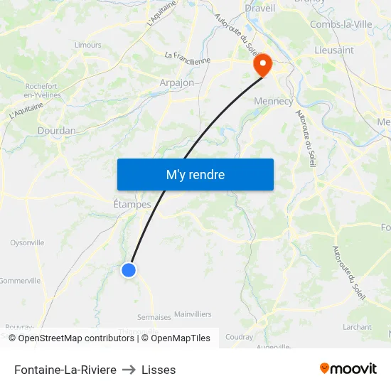 Fontaine-La-Riviere to Lisses map