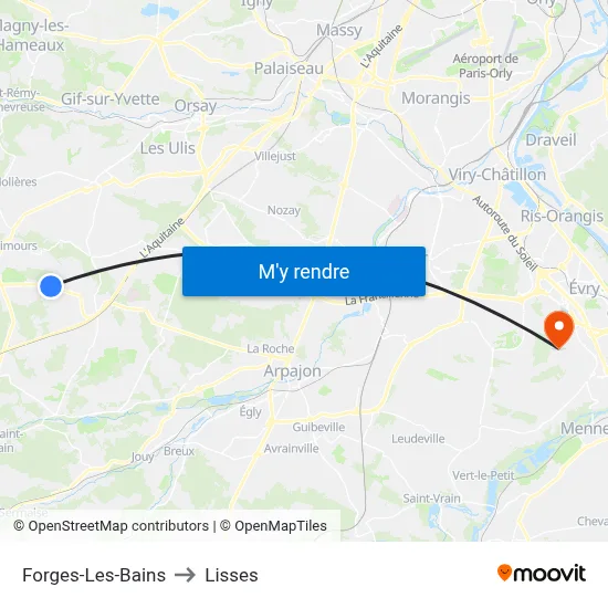 Forges-Les-Bains to Lisses map