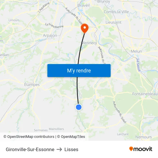 Gironville-Sur-Essonne to Lisses map