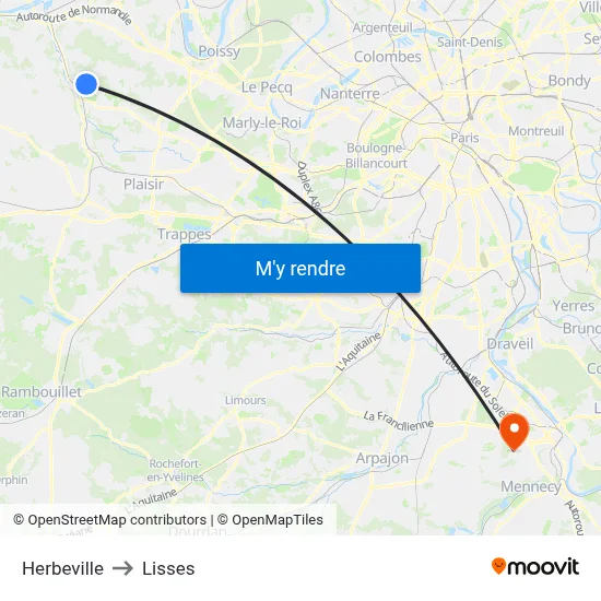 Herbeville to Lisses map