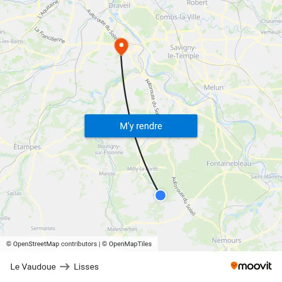 Le Vaudoue to Lisses map
