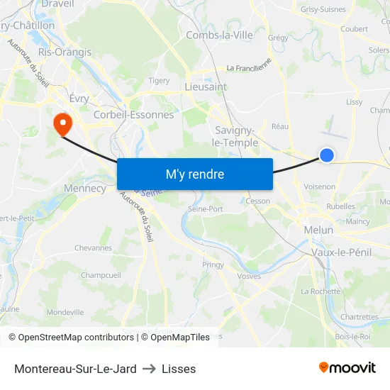 Montereau-Sur-Le-Jard to Lisses map