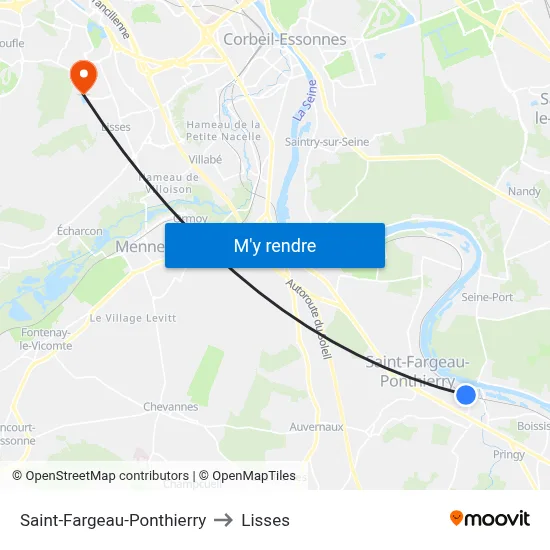 Saint-Fargeau-Ponthierry to Lisses map