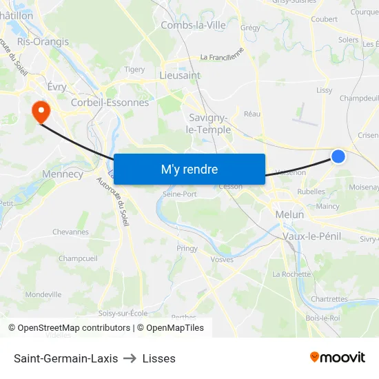 Saint-Germain-Laxis to Lisses map