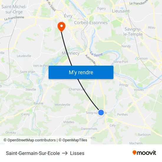 Saint-Germain-Sur-Ecole to Lisses map