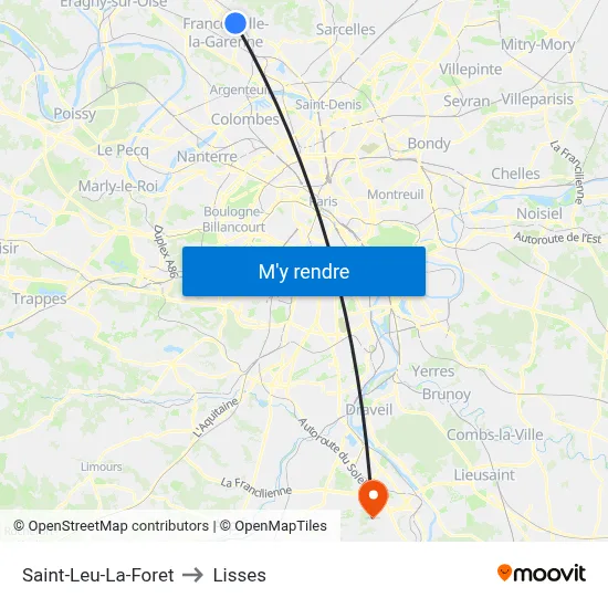 Saint-Leu-La-Foret to Lisses map