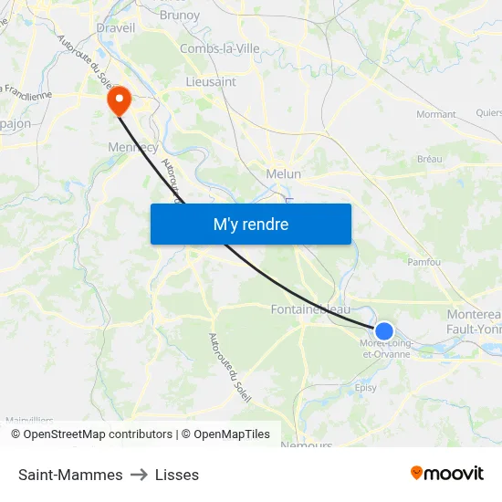Saint-Mammes to Lisses map