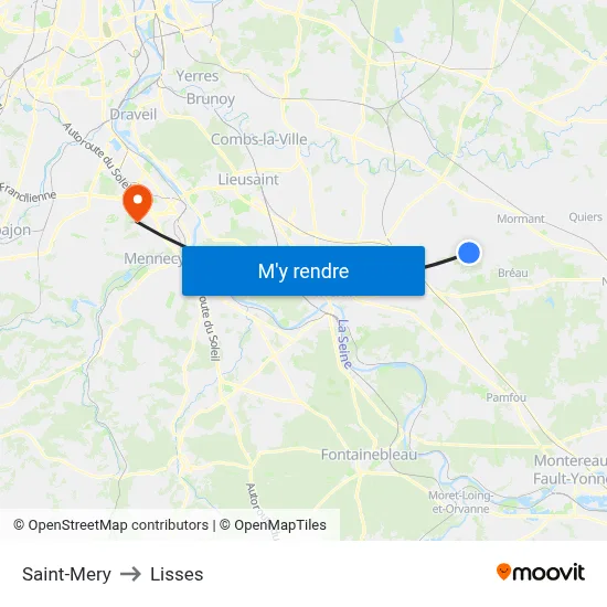 Saint-Mery to Lisses map