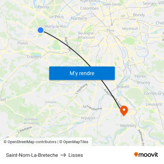 Saint-Nom-La-Breteche to Lisses map