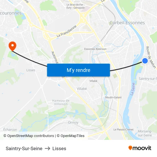 Saintry-Sur-Seine to Lisses map