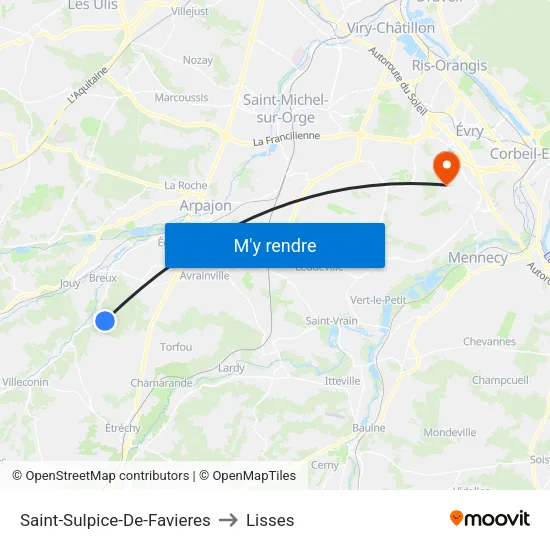 Saint-Sulpice-De-Favieres to Lisses map
