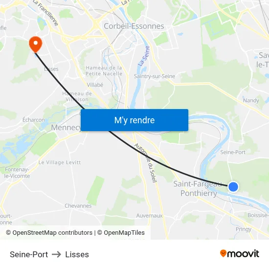 Seine-Port to Lisses map