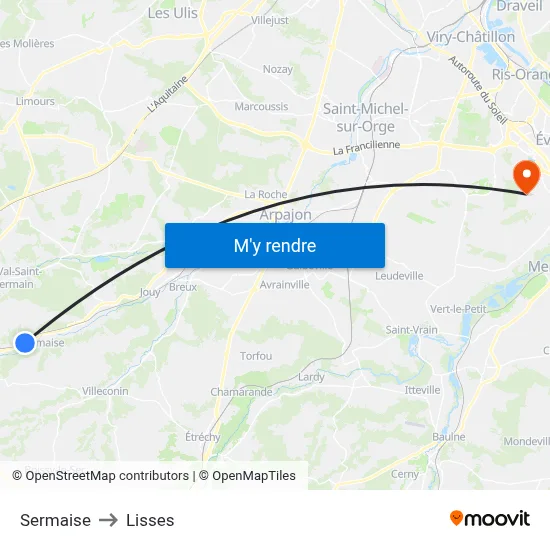 Sermaise to Lisses map