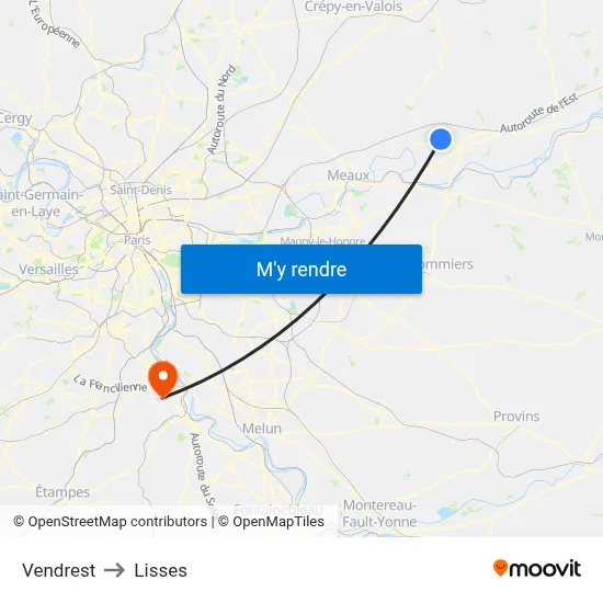 Vendrest to Lisses map
