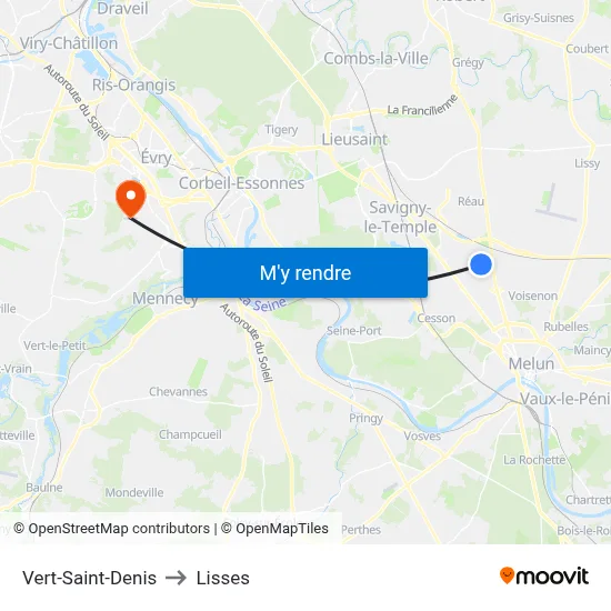 Vert-Saint-Denis to Lisses map