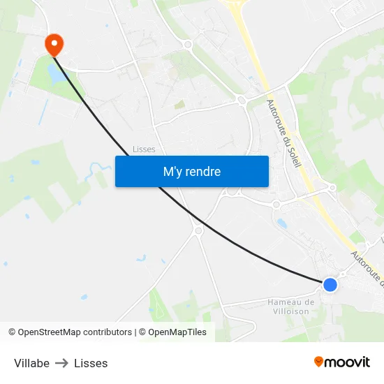 Villabe to Lisses map