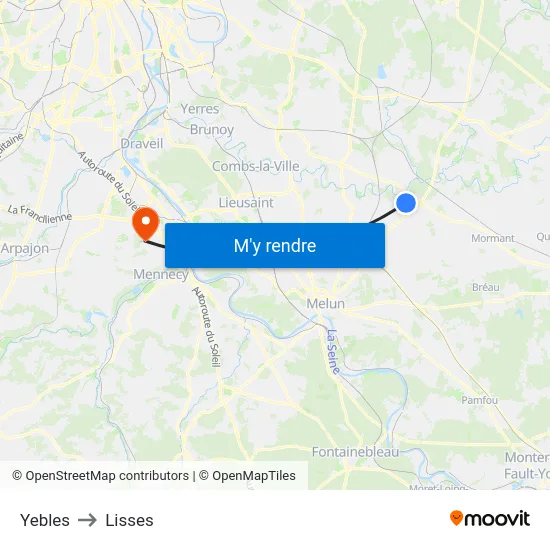 Yebles to Lisses map