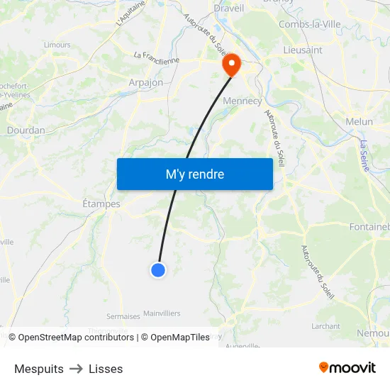 Mespuits to Lisses map