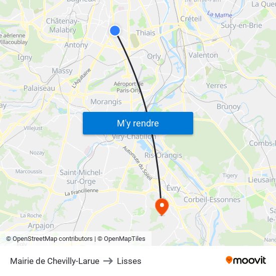 Mairie de Chevilly-Larue to Lisses map