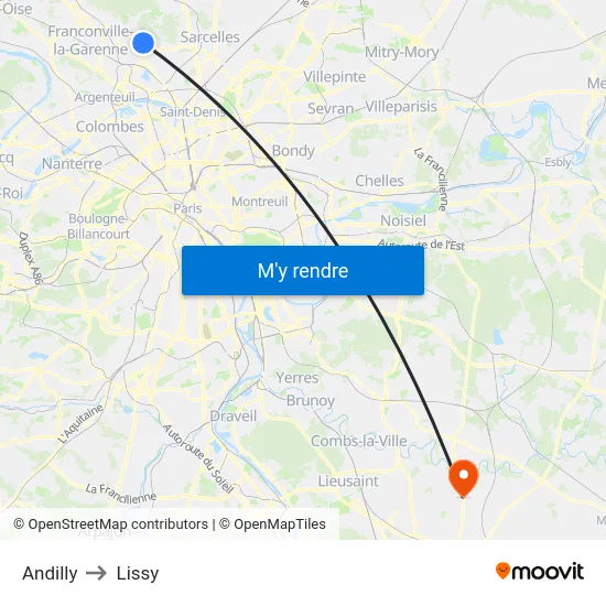 Andilly to Lissy map