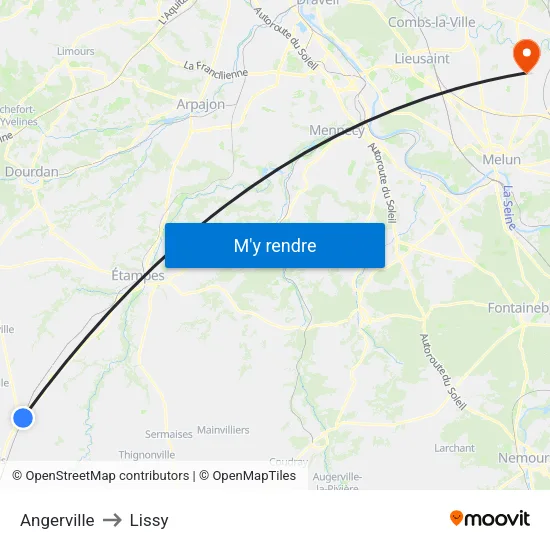 Angerville to Lissy map