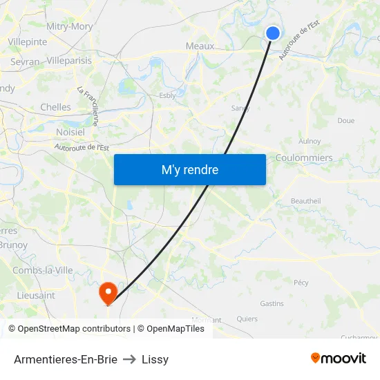 Armentieres-En-Brie to Lissy map