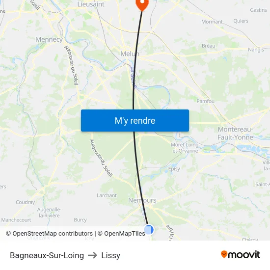 Bagneaux-Sur-Loing to Lissy map