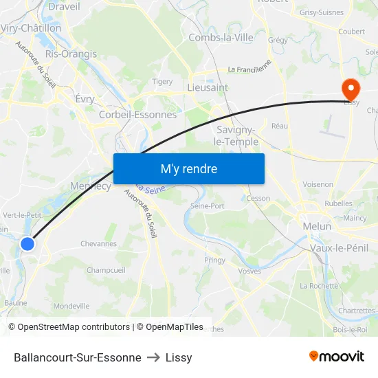 Ballancourt-Sur-Essonne to Lissy map