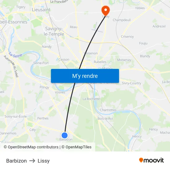 Barbizon to Lissy map