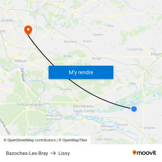 Bazoches-Les-Bray to Lissy map