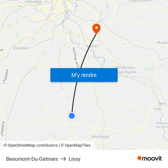 Beaumont-Du-Gatinais to Lissy map