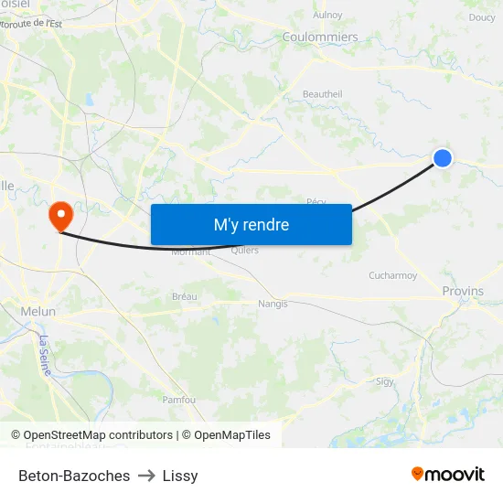 Beton-Bazoches to Lissy map