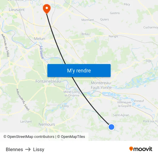 Blennes to Lissy map