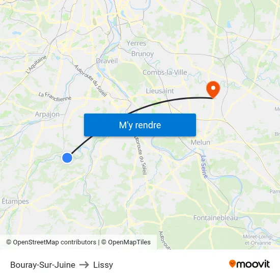 Bouray-Sur-Juine to Lissy map