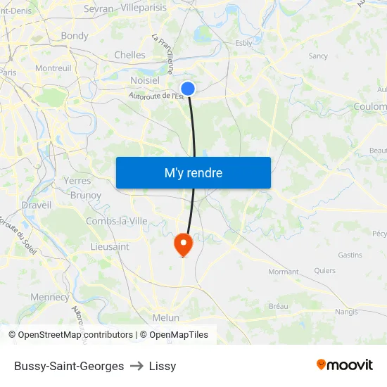 Bussy-Saint-Georges to Lissy map