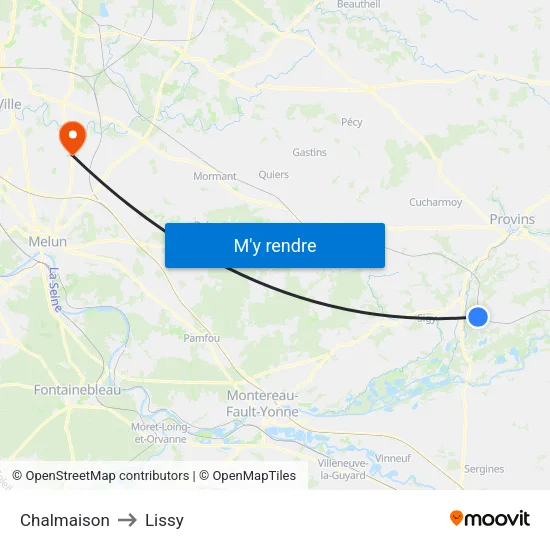 Chalmaison to Lissy map