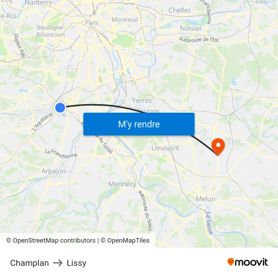 Champlan to Lissy map