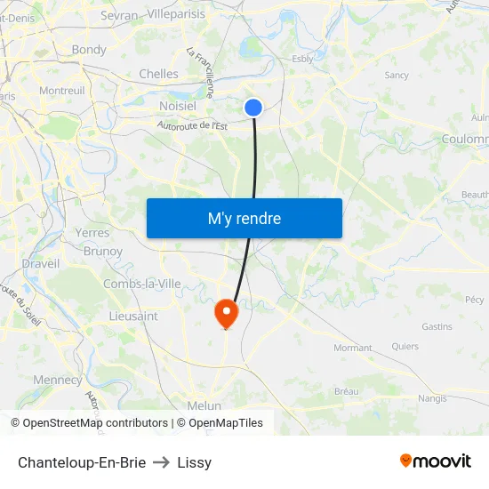 Chanteloup-En-Brie to Lissy map