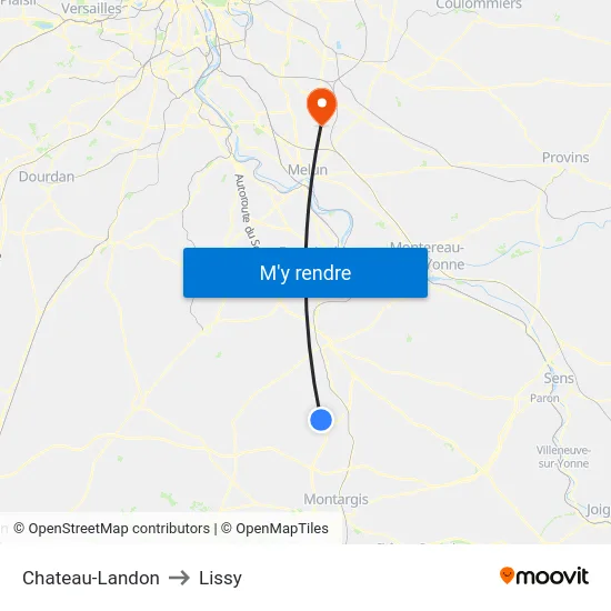 Chateau-Landon to Lissy map