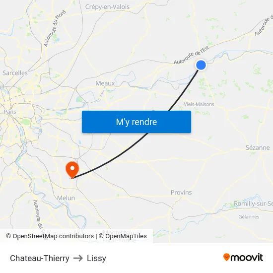 Chateau-Thierry to Lissy map