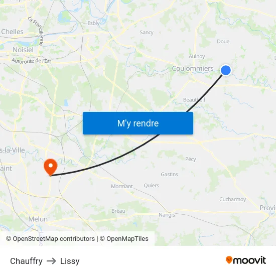 Chauffry to Lissy map
