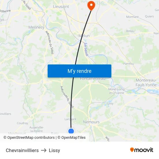 Chevrainvilliers to Lissy map