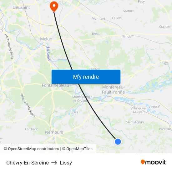 Chevry-En-Sereine to Lissy map