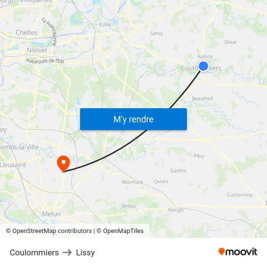 Coulommiers to Lissy map