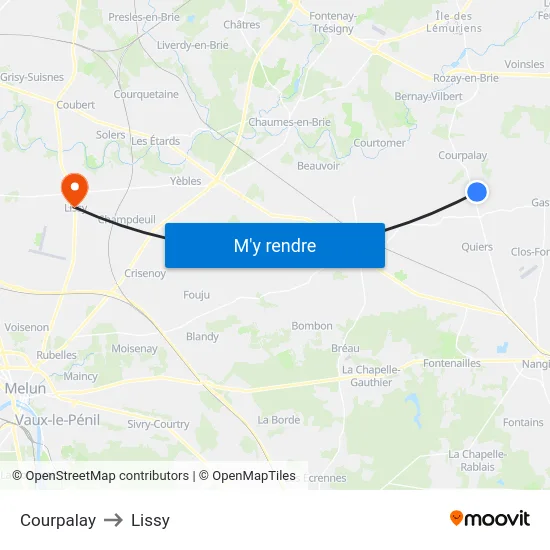 Courpalay to Lissy map